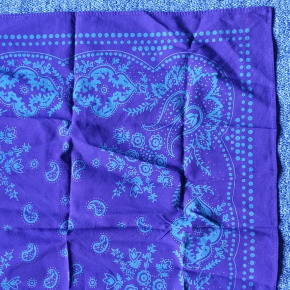 Club Monaco Pocket Square/Bandana, Unisex, 18"x18", Purple and Teal Green - Picture 3 of 3